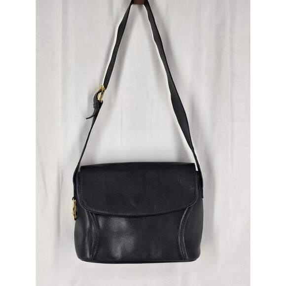 LANCEL VINTAGE BLACK LEATHER SHOULDER BAG – FRONT FLAP – MADE IN ITALY 10"x8"x4" - Picture 12 of 16